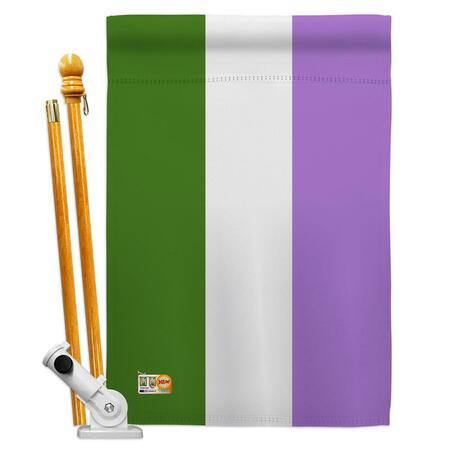 COSA 28 x 40 in. Genderqueer Pride Inspirational Support Impressions Decorative Vertical House Flag Set CO3250223
